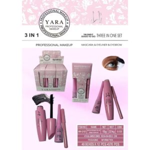 Set de 3 piezas máscara de pestañas,eyeliner,eyebrow.4ml+8ml+1g