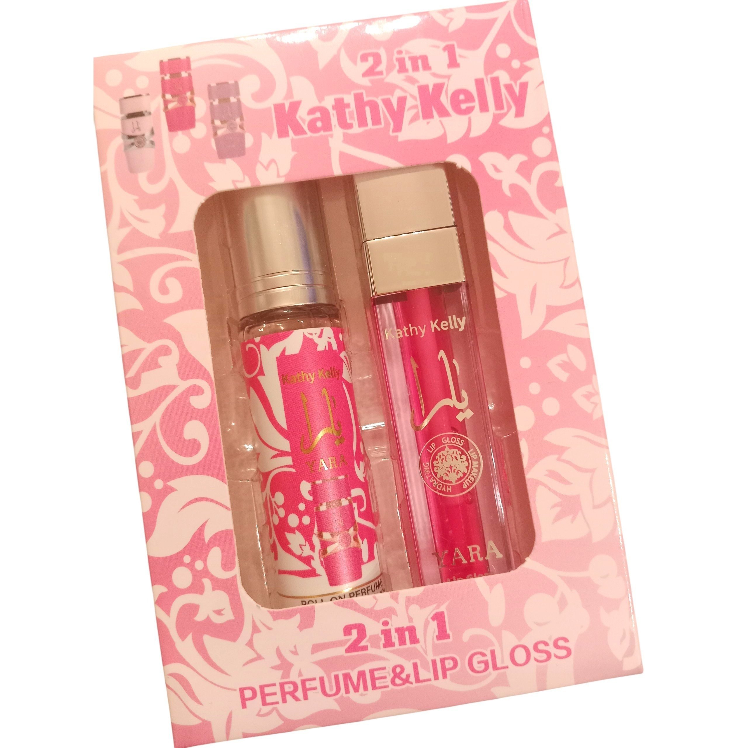 Set perfume roll on 10ml lips gloss libre de alcohol